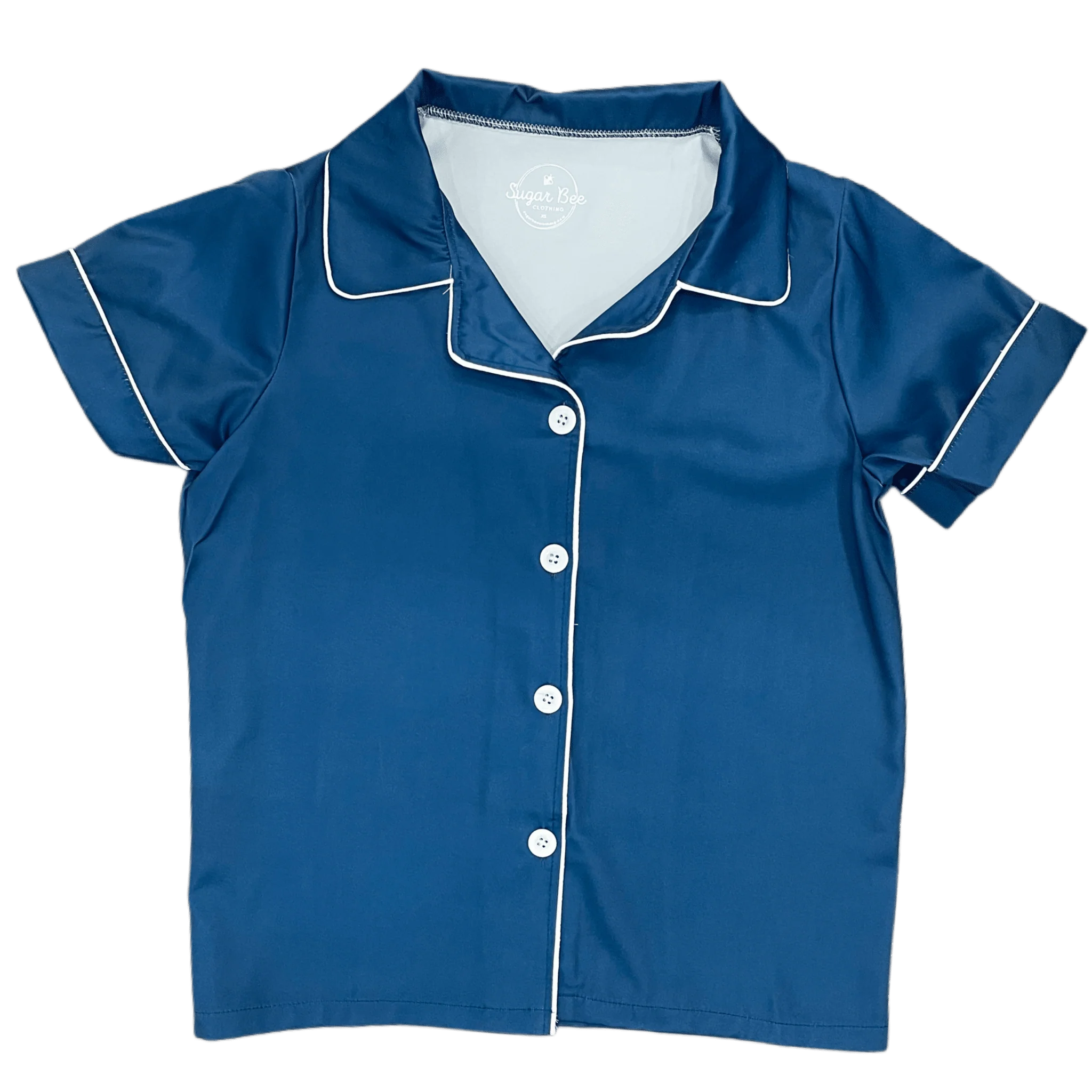 Charlie Satin Separates - Navy Short Sleeve Top - Image 8