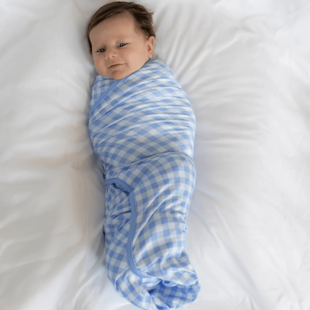 Swaddle Blanket - Blue Gingham - Image 2