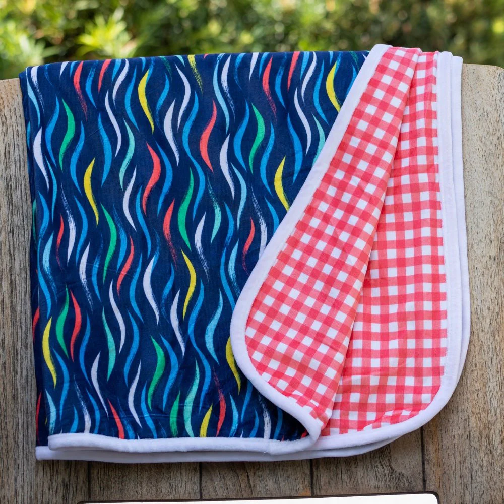 Swim Towel - Colorful Current on Navy