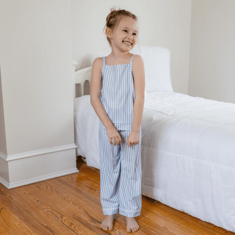 Mini Tank Lounge Pant Set - Blue Stripe - Image 3