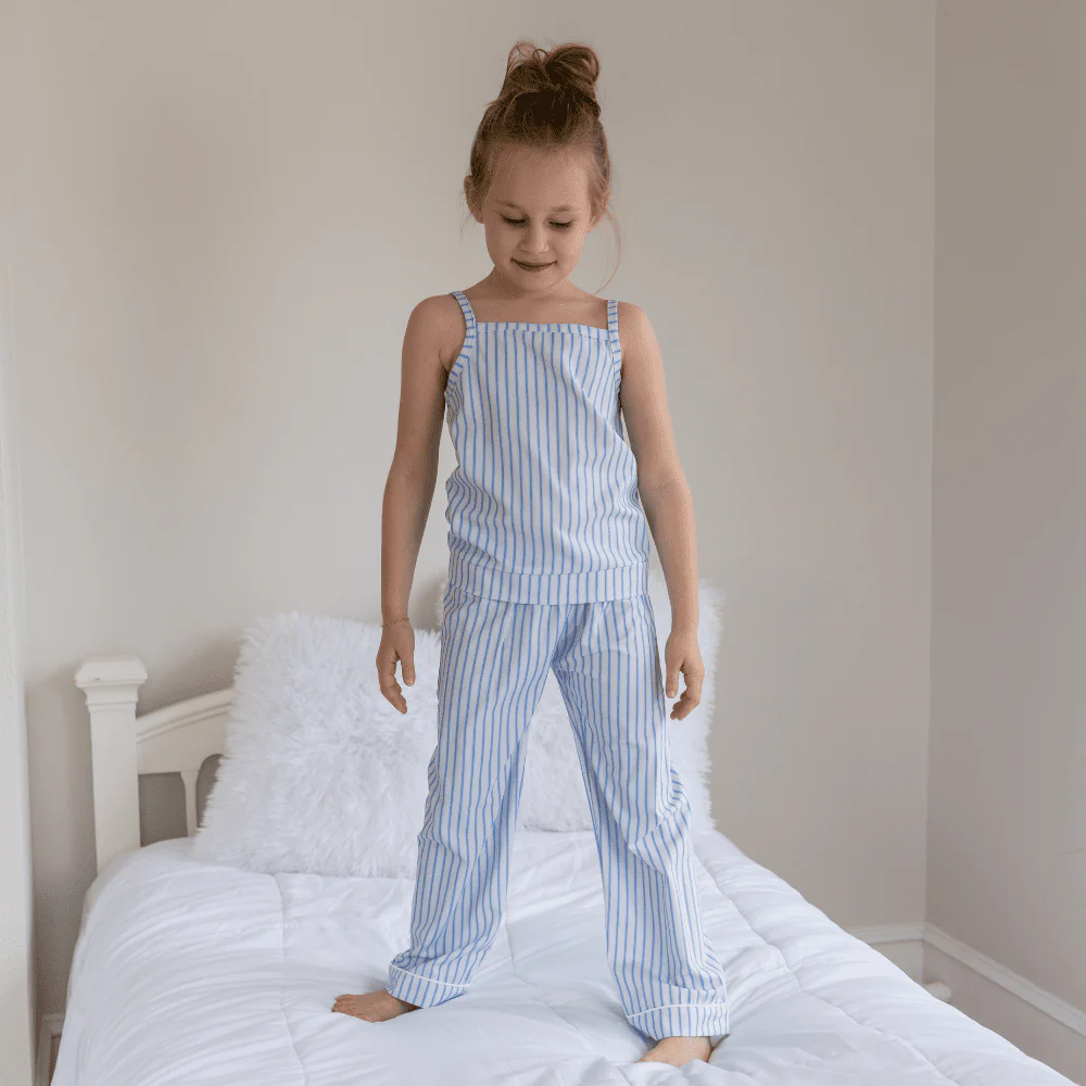 Mini Tank Lounge Pant Set - Blue Stripe - Image 4