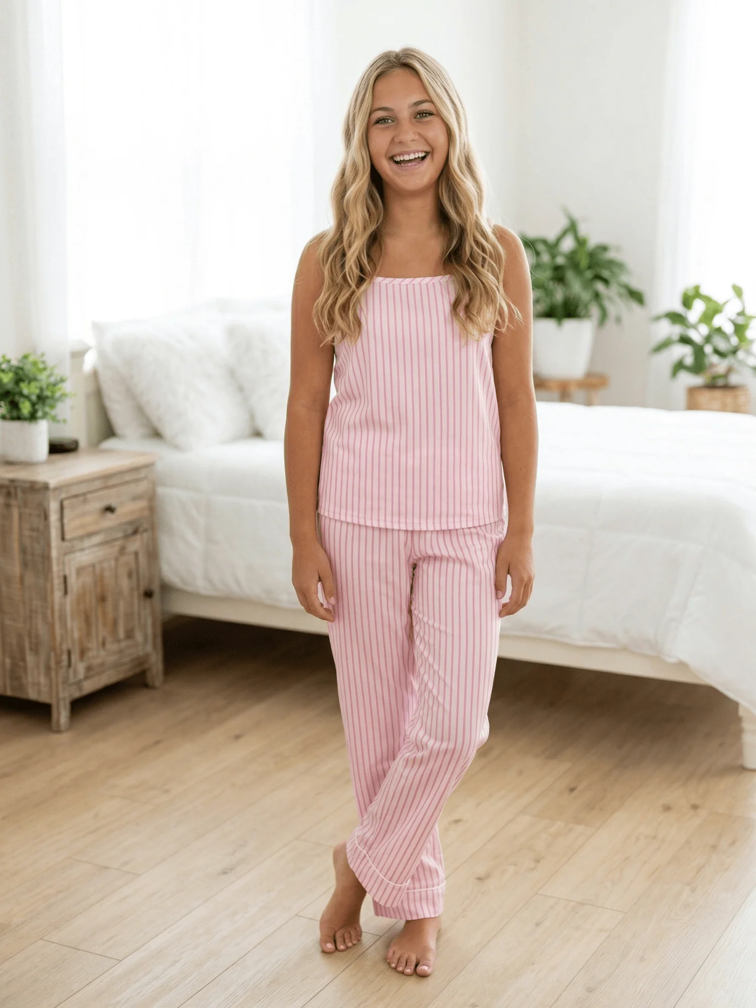 Tank Lounge Pant Set - Pink Stripe - Image 2