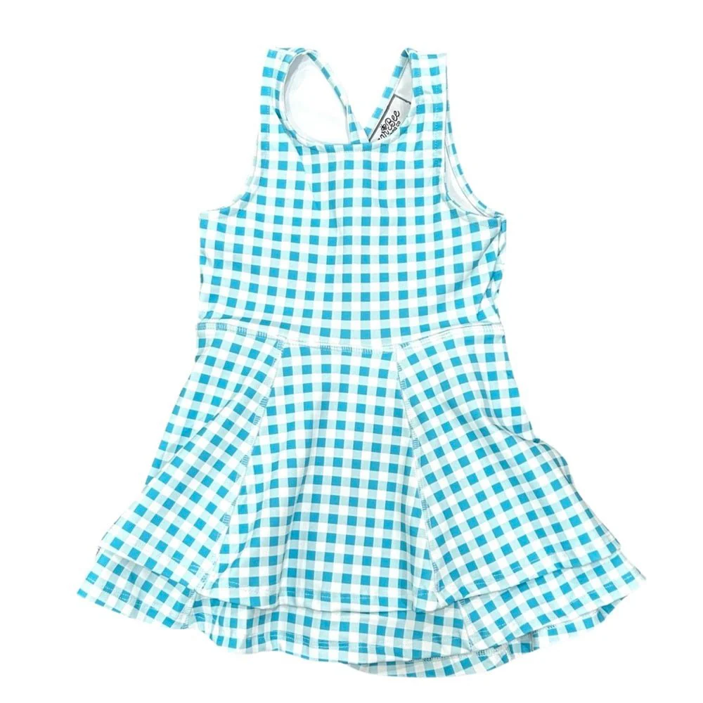 Ruffle Tennis Dress - Blue Gingham - Image 2