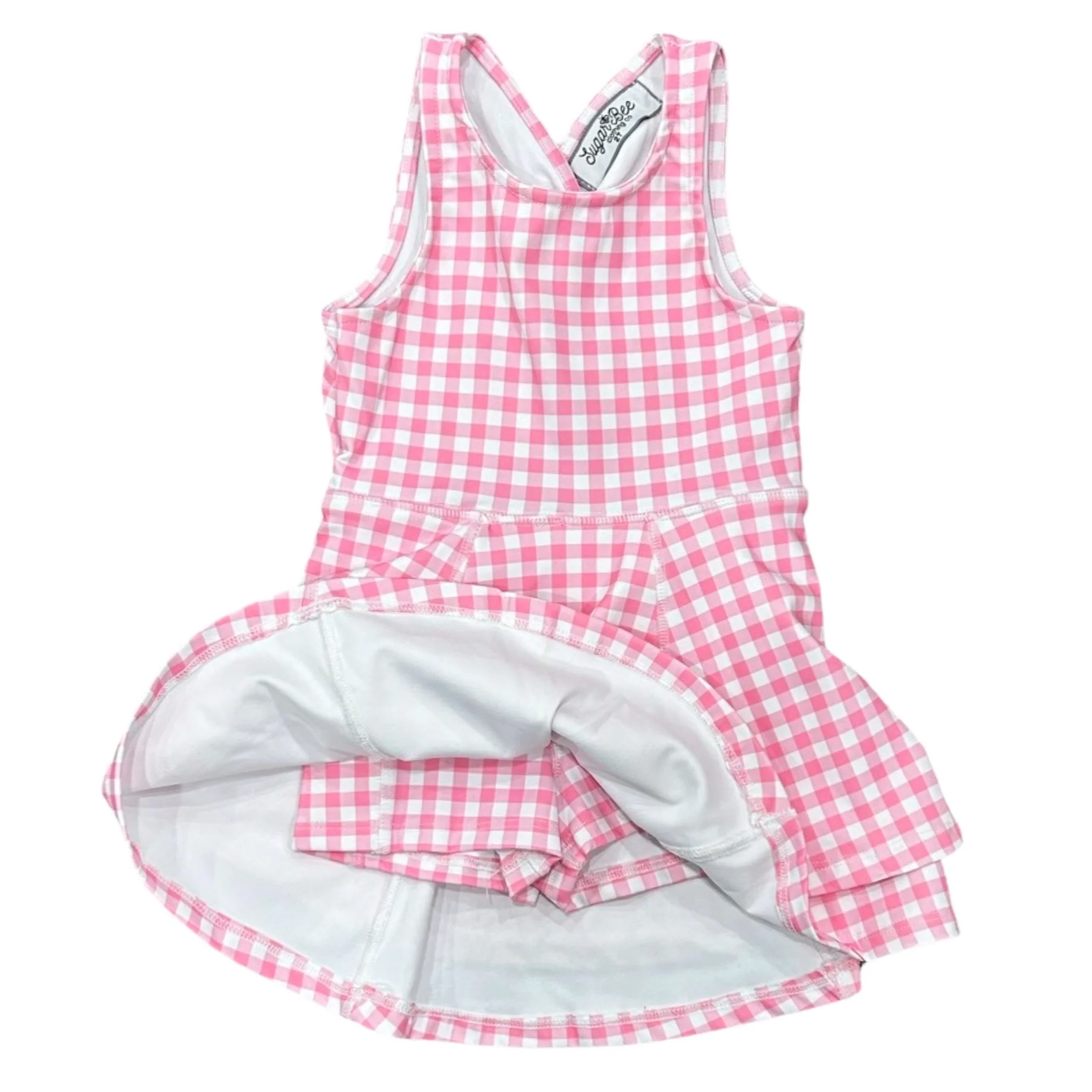 Ruffle Tennis Dress - Pink Gingham - Image 4