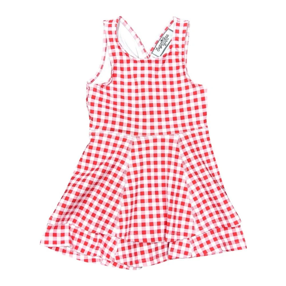 Ruffle Tennis Dress - Red Gingham - Image 5