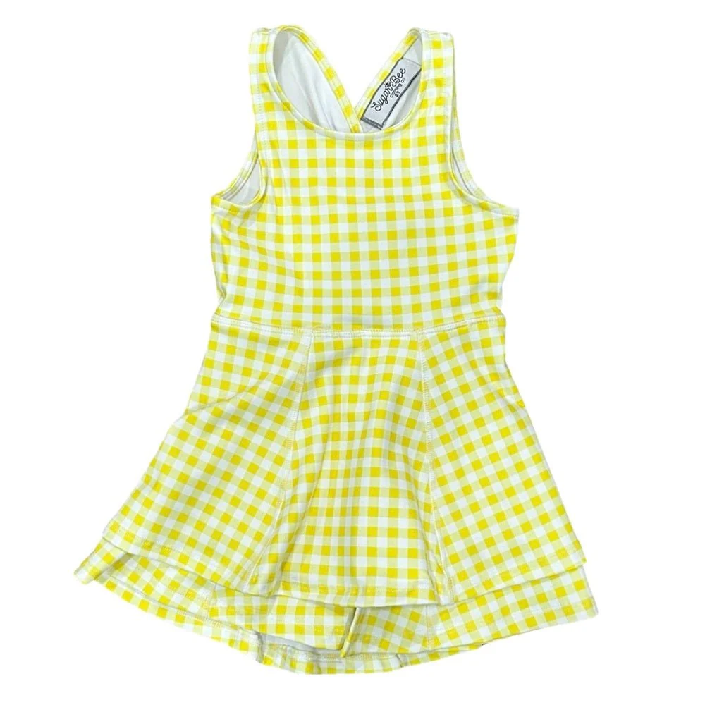 Ruffle Tennis Dress - Yellow Gingham - Image 3