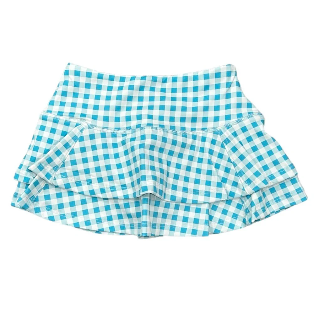 Ruffle Tennis Skort - Blue Gingham