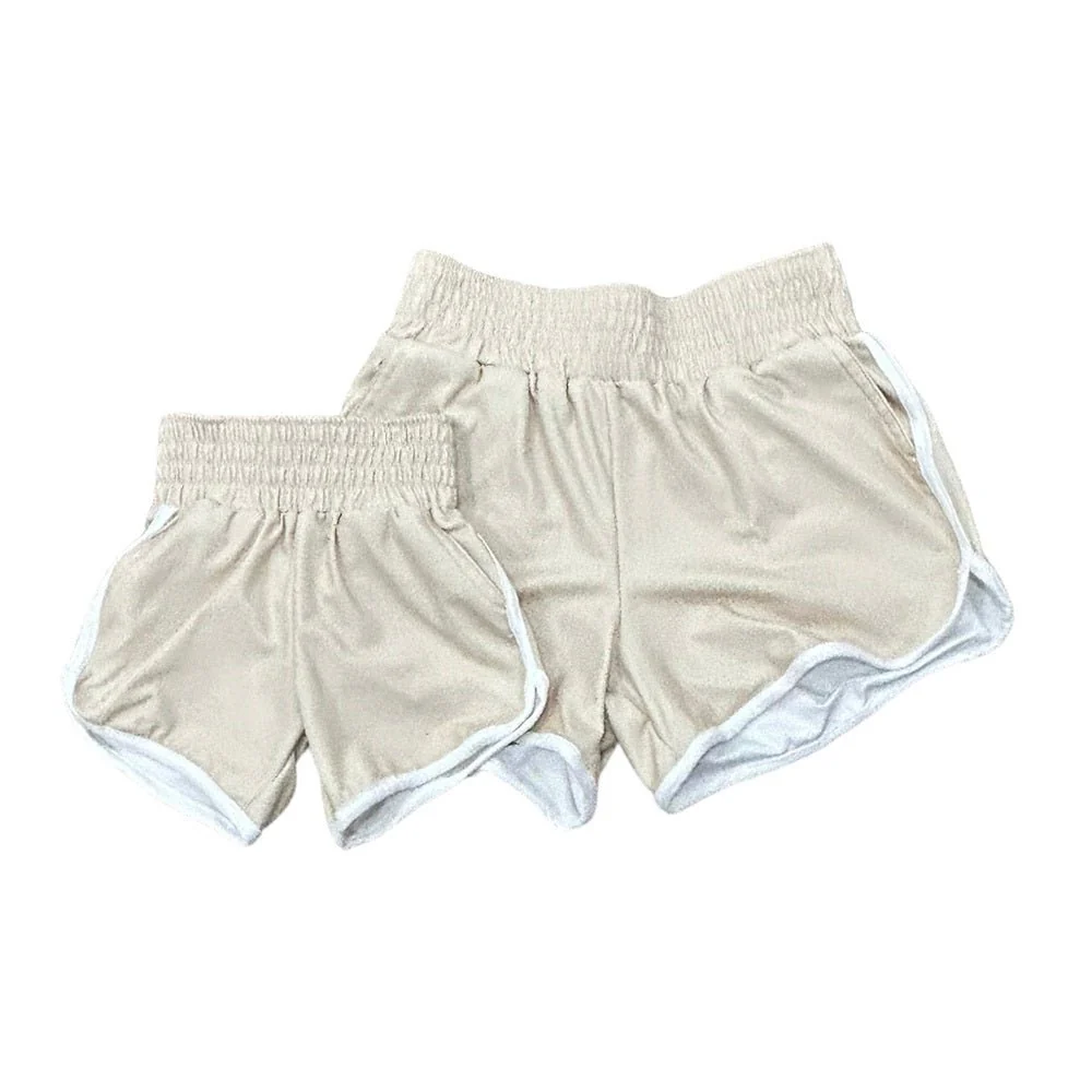 Track Shorts with Pockets - Taupe/Cream - Image 3