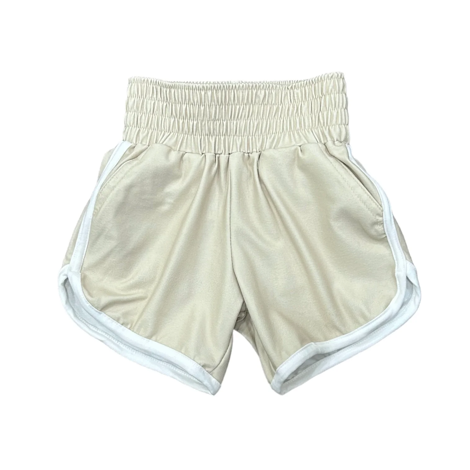 Track Shorts with Pockets - Taupe/Cream - Image 4