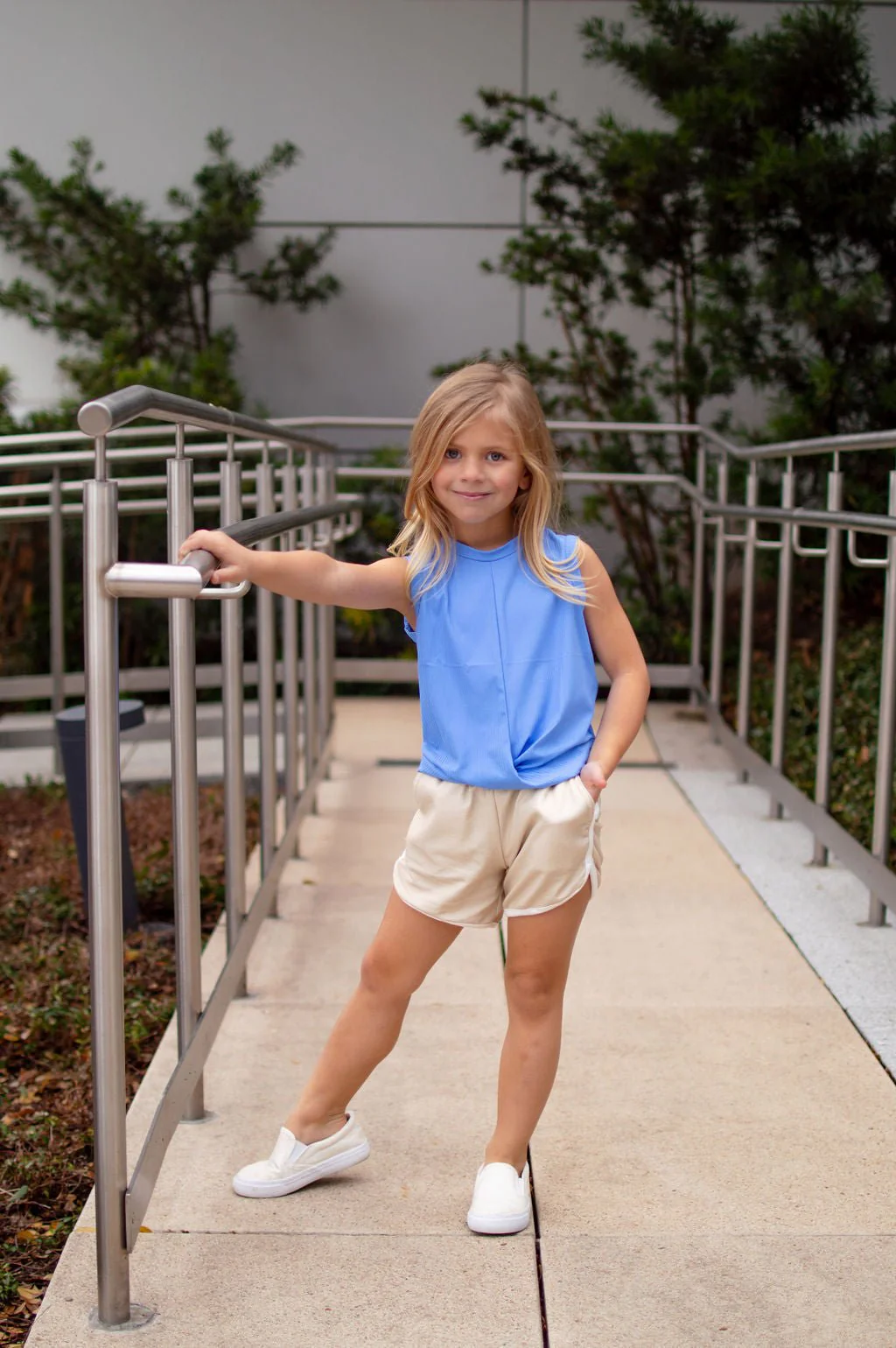 Track Shorts with Pockets - Taupe/Cream - Image 7