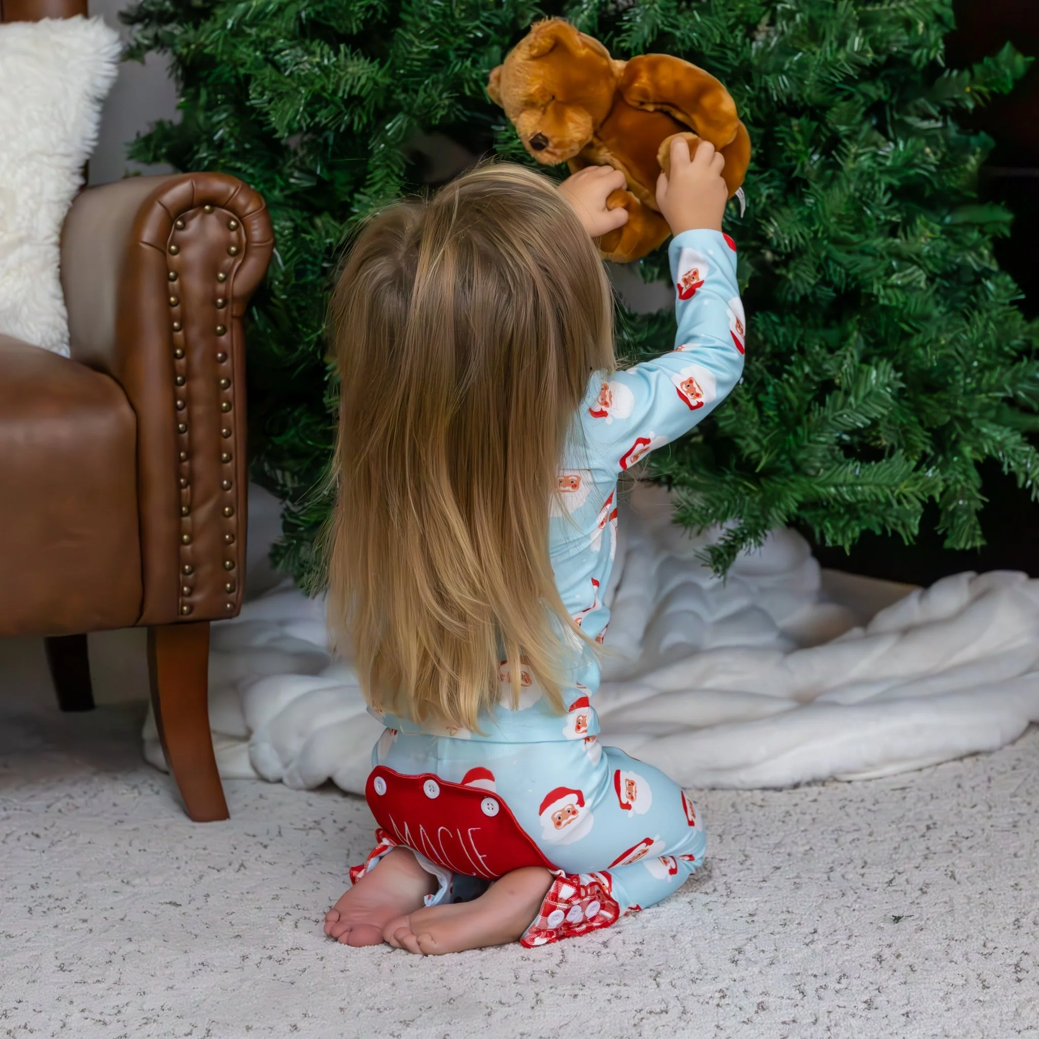 Ruffle Buttflap Pajamas - Vintage Santa Holiday Lounge - Image 3