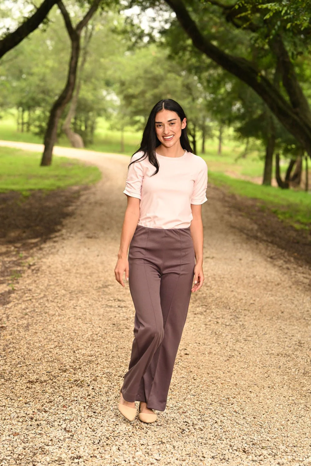 Josie 3/4 Ruched Top - Pink - Image 3