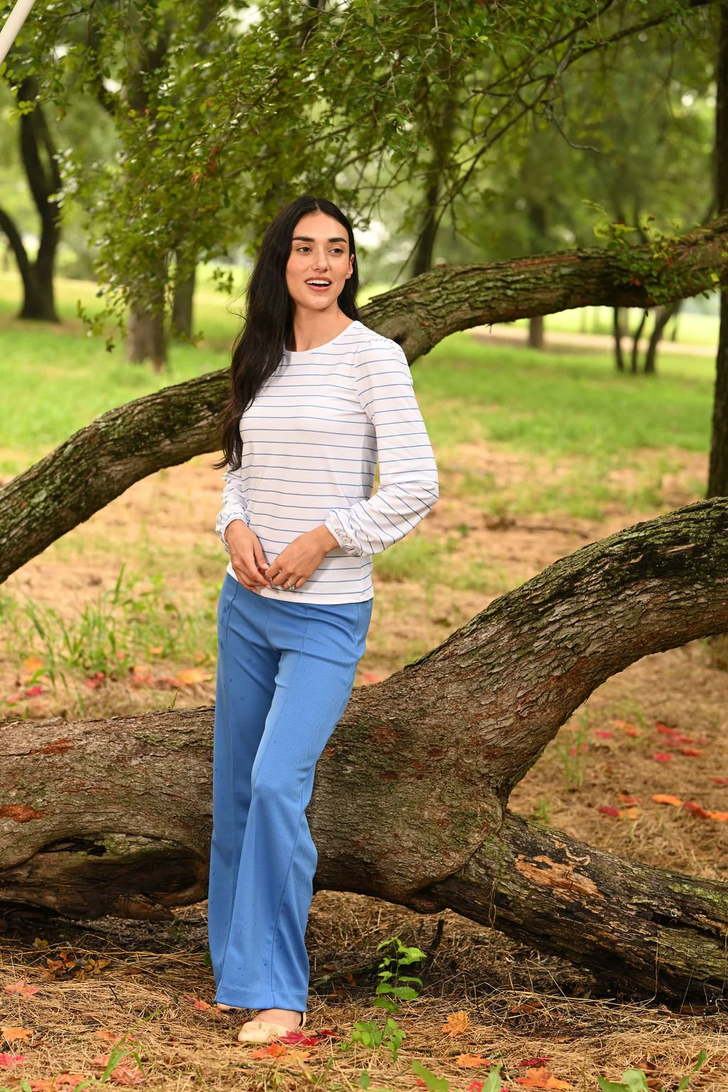 Darbie Wide Leg Pant - Blue - Image 3